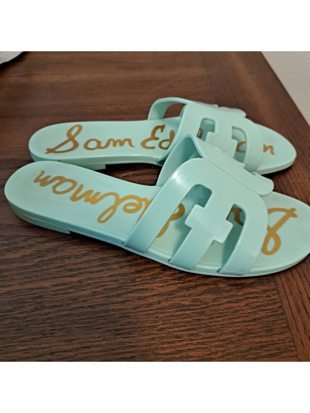 Sam Edelman Women's Slide Sandals in Light Blue/green aqua Size 8 Rubber slides